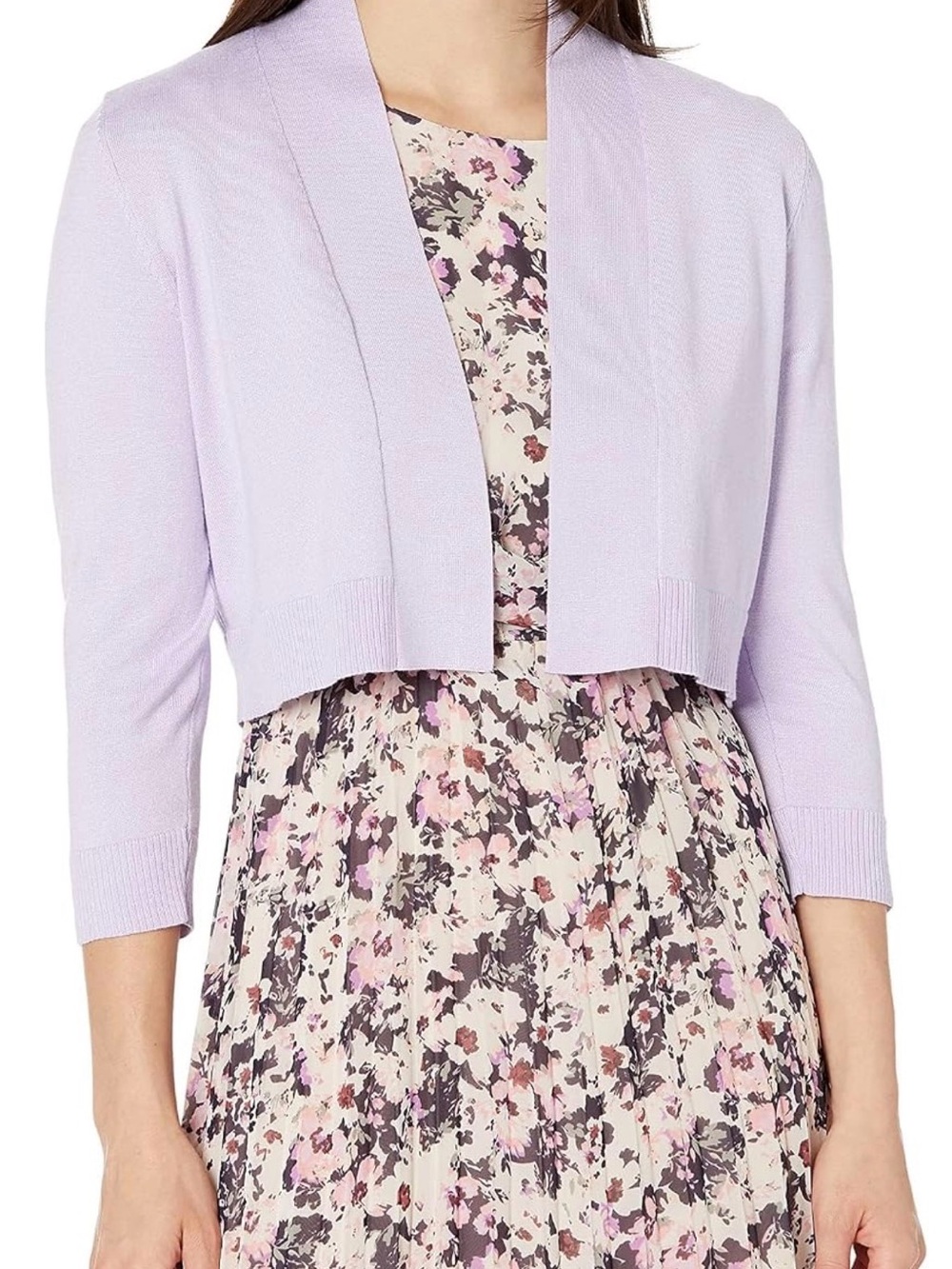 Calvin Klein 3/4 Sleeve Open Front Shrug - Opal Knit